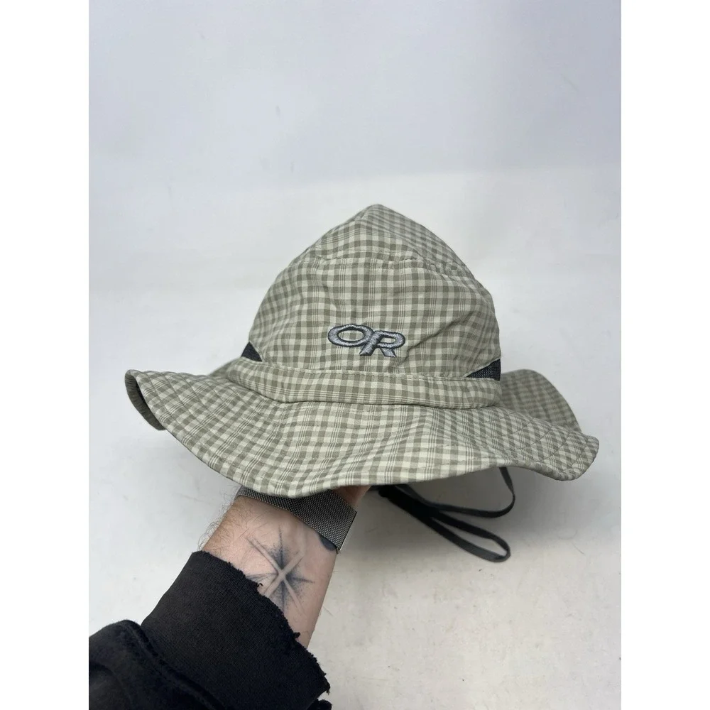 Outdoor Research Sombriolet Booney Sun Hat Gray Plaid M Nylon Adjustable #80615